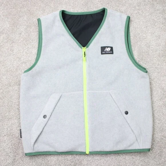 New Balance Reversible Vest Mens Medium All Terrain Fleece/Soft Shell Gray/Black - Picture 6 of 14